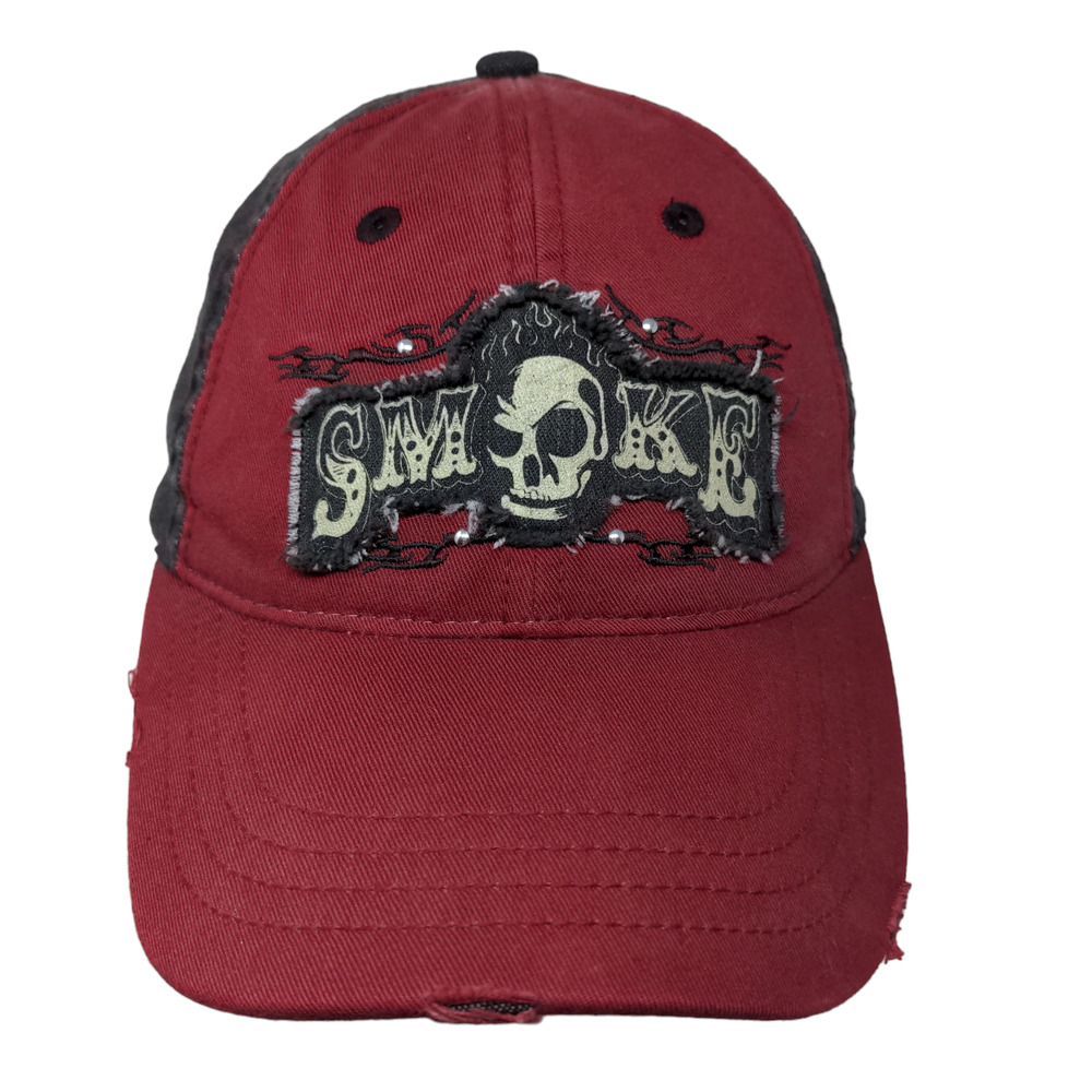 Smoke Men's Strapback Hat Red OSFA Embroidered Patch Logo Cotton Blend